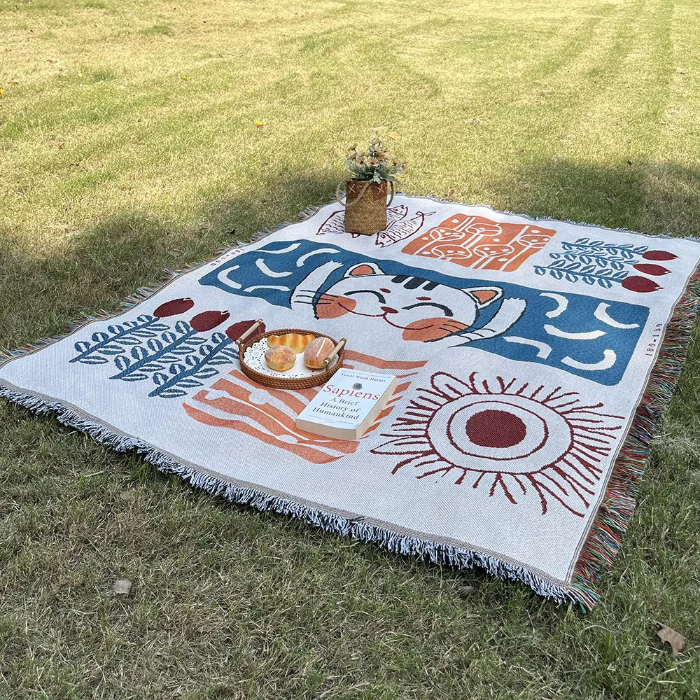 Lucky Cat Sofa Blanket