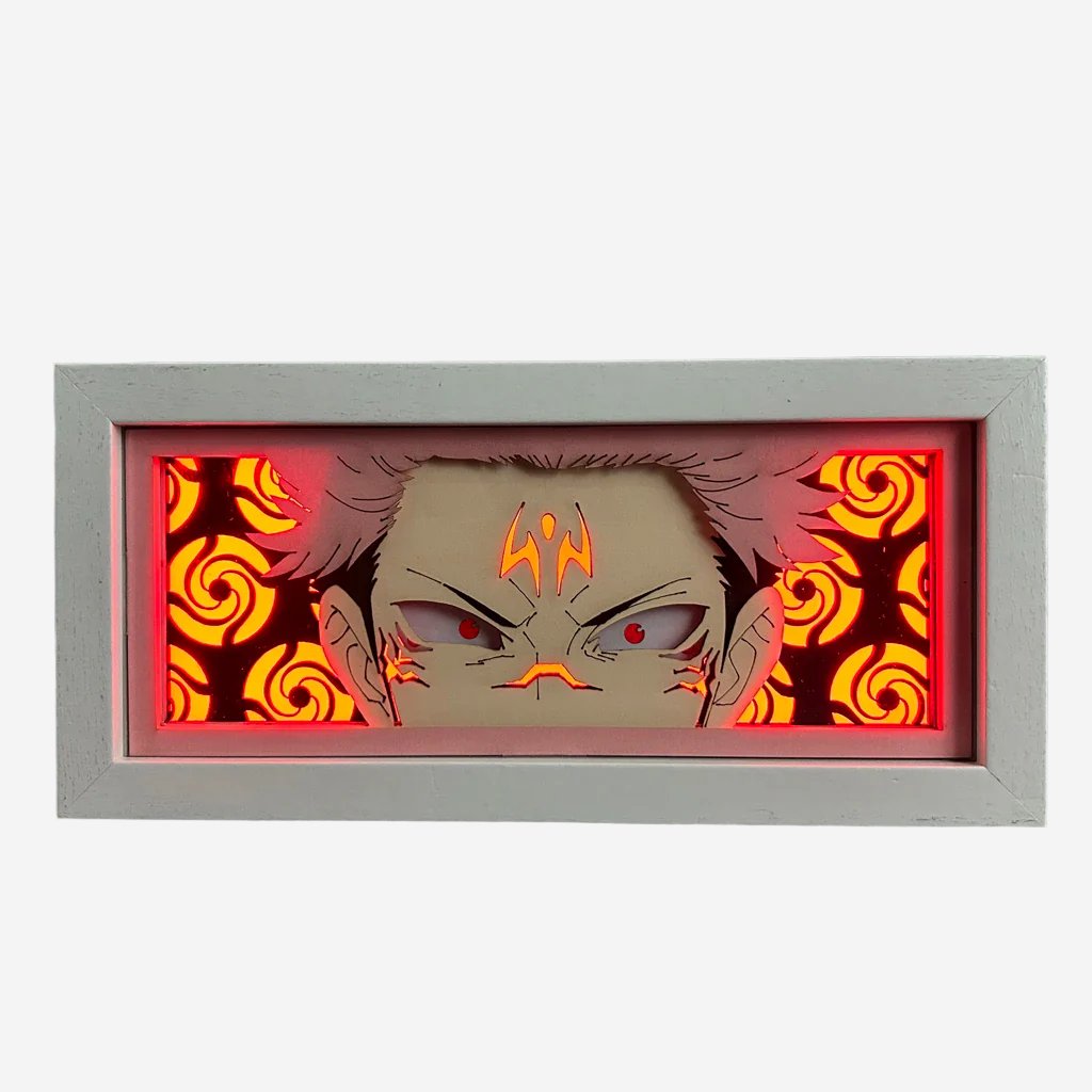 Anime Light Box Jujutsu Kaisen Sukuna Yuji Itadori Eye Face Lamp for Gaming Room Decoration Manga 3D Papercut Table Lamp Wood