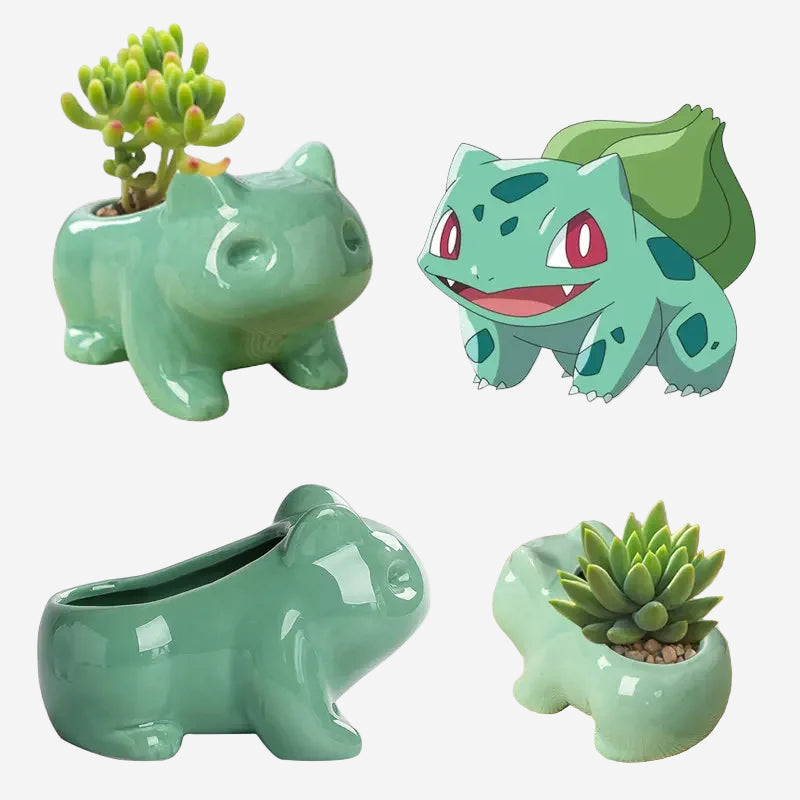 Pokemon Bulbasaur Ceramic Mini Flowerpot Cute Succulent Green Plants Flower Pot with Hole Home Garden Decoration Planters Gift