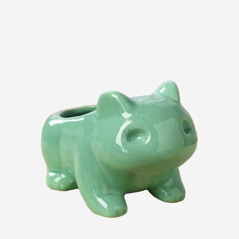 Pokemon Bulbasaur Ceramic Mini Flowerpot Cute Succulent Green Plants Flower Pot with Hole Home Garden Decoration Planters Gift