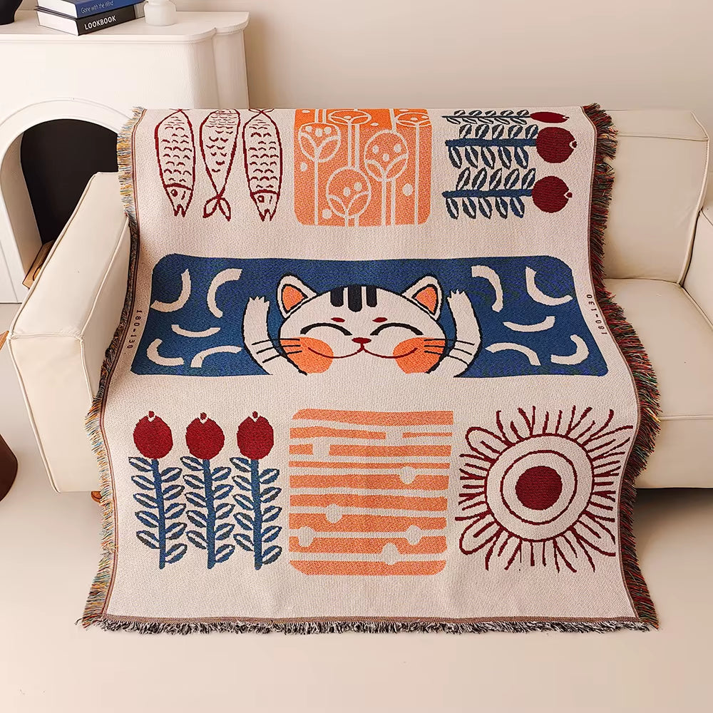 Lucky Cat Sofa Blanket
