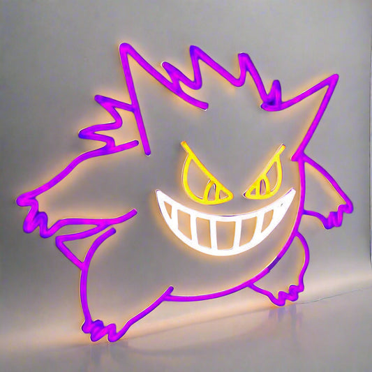 Gengar Cartoon LED Neon Sign  Dimmable USB Wall Light for Gaming Room Man Cave Anime-Style Birthday Gifts for Kids Teens A