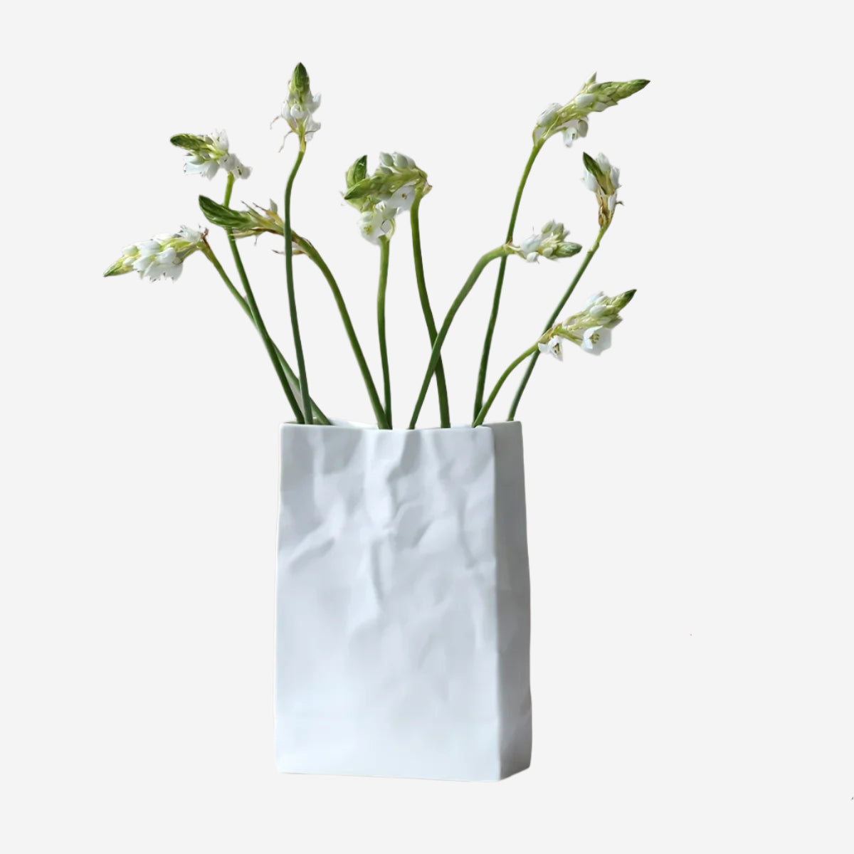 1Pc Crinkle Paper Bag Vase, Minimalist Nordic Boho Style Ceramic Vase for Modern Home Decor, Wedding Party, Gift